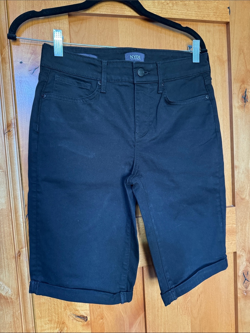 NYDJ Black Rolled-Hem Bermuda Shorts